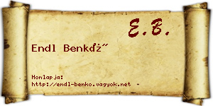 Endl Benkő névjegykártya